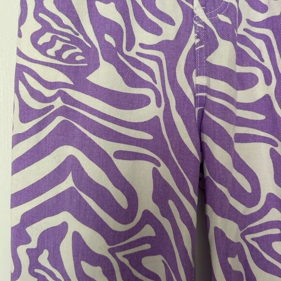SHEIN Women’s Purple & White Zebra Print Retro Hippie Wide Leg Pants Size XS - Picture 2 of 11